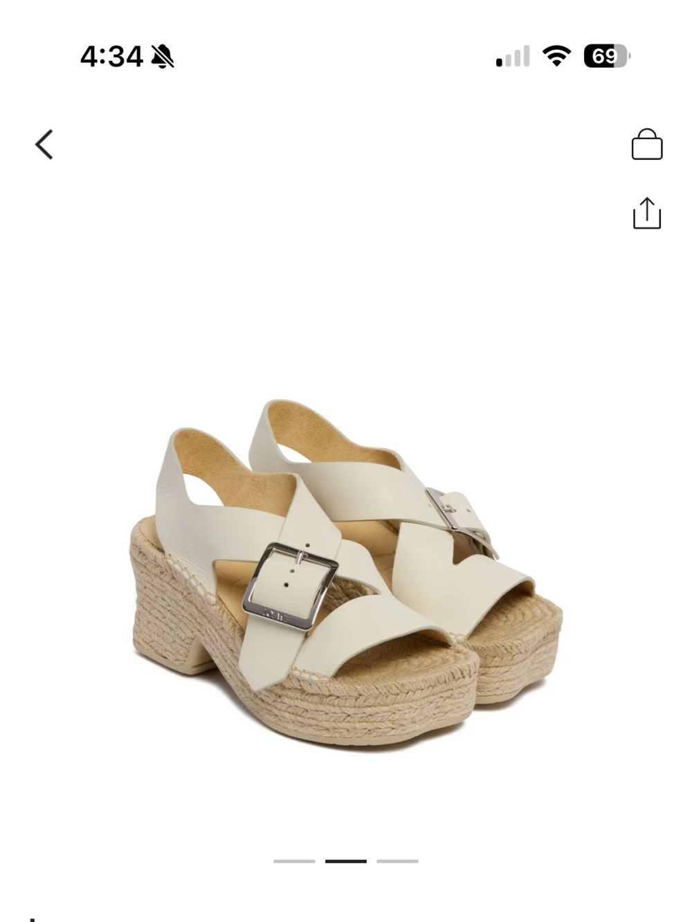 Loewe Cream Leather Buckle Espadrille Wedge Sandals